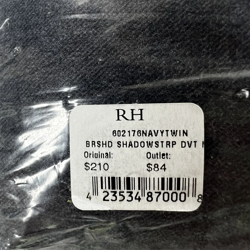 Restoration Hardware Brushed Cotton Shadowstripe Duvet Cover Navy Twin 602176